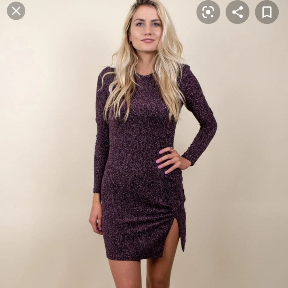 Metallic texture  tight fitting mini dress